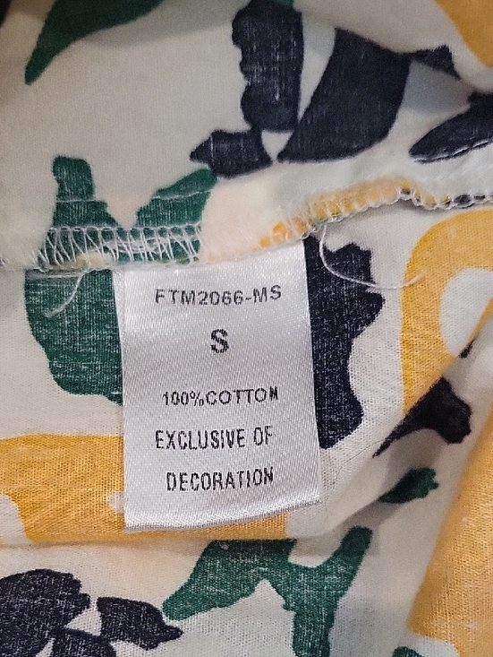 THML Floral Ruffle Sleeve Cotton Blouse Yellow Green Women’s Small - Picture 7 of 8